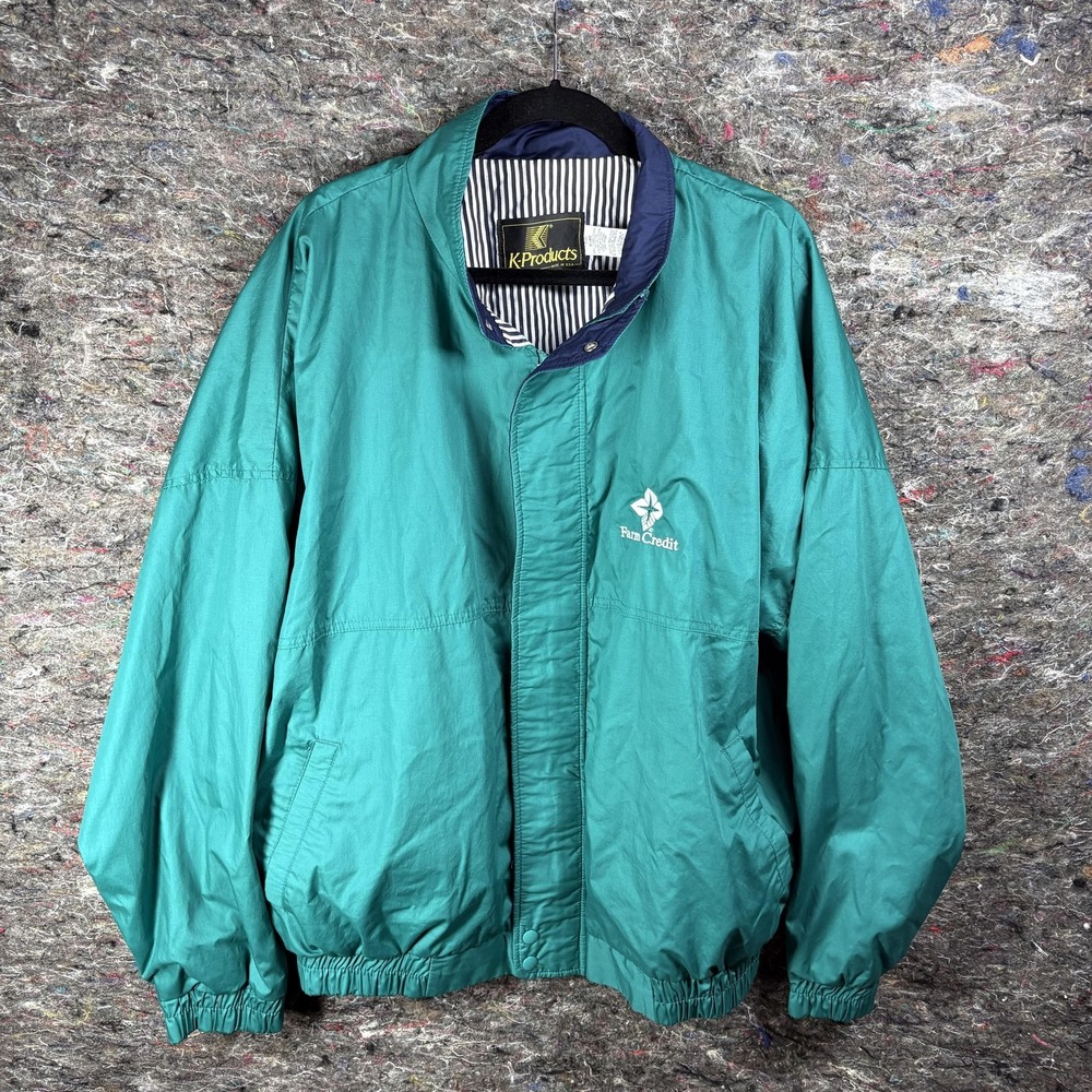 Vintage‎ K Products Jacket Mens Extra Large Farm Credit Striped Lining USA 90s
